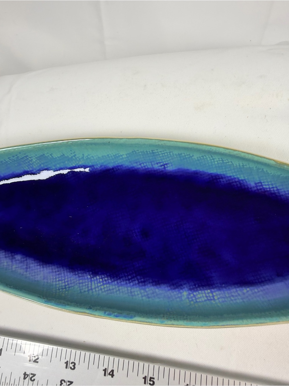 CRATE & BARREL Large Ceramic Dish Platter Fish Tropical Large Plate Nautical - Picture 7 of 11